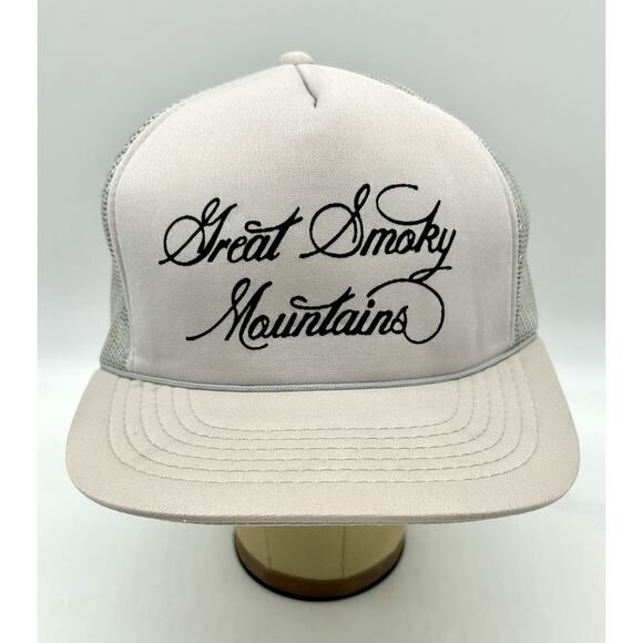 Vintage 90s Streetwear Great Smoky Mountains Script Spell Out Trucker Hat - Picture 2 of 9